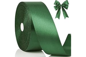 NESCCI 100 Yards Ribbon,1-1/2 Inch Dark Green Satin Ribbon,Single Face Satin Ribbons,Perfect for Gift Wrapping,Wedding Decoration,Handmade Bows,Wrapping Bouquet and More