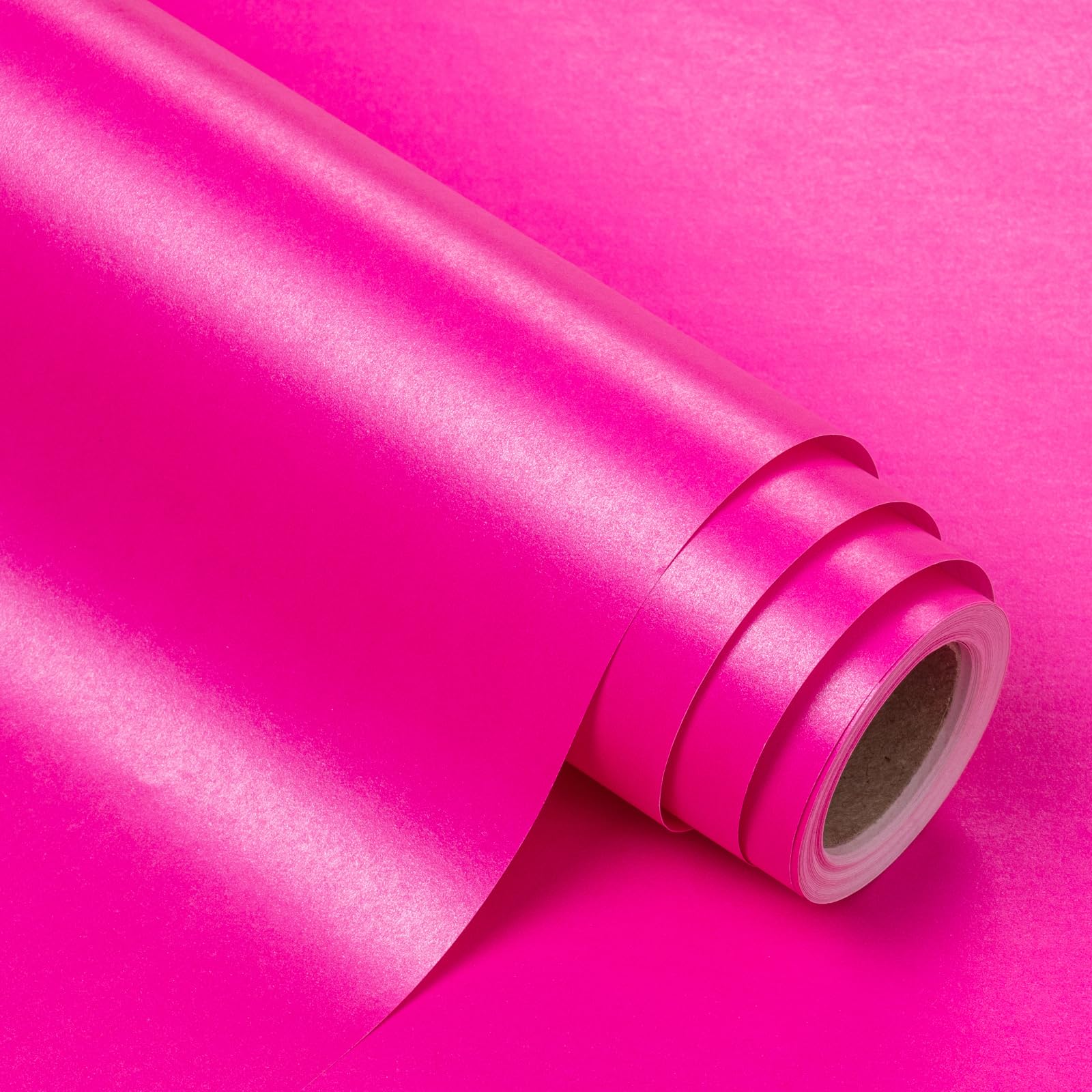 Photo 1 of ****MINOR TEAR***WRAPAHOLIC Solid Color Premium Pearl Glossy Wrapping Paper, Hot Pink Matte Gift Wrapping Paper - Perfect for Wedding,Valentine's Day,Birthday,Party(17in x 32.8ft Roll, 46 Sq. Ft)