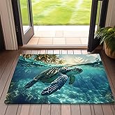 Sea Turtle Welcome Door Mat,Hawaii Beach Doormat for Outside Entrance Home Decor,Non-Slip Carpet Rugs with Felt Entryway Mat 