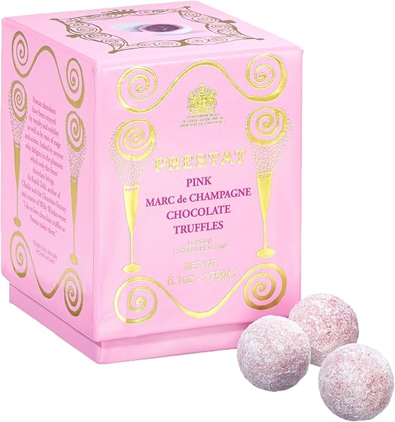 Prestat Pink Marc De Champagne Truffles Dusted with Icing Sugar 175 g