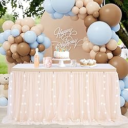 QueenDream Tulle Table Skirt for Rectangle 2 Layer