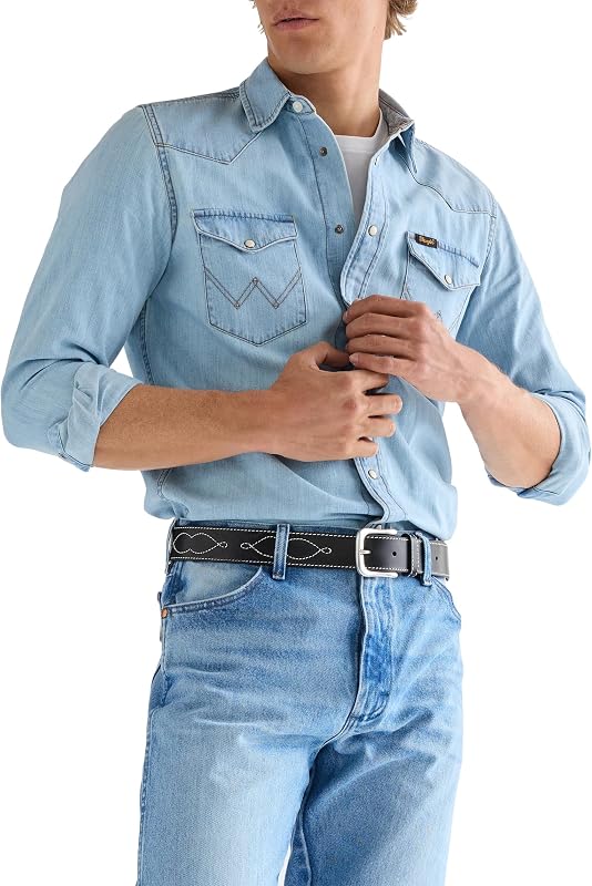 - Ceinture Homme - 100% Cuir - Western Stitch Belt - Noir