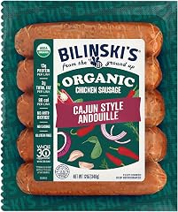 Bilinski's Organic Spicy Cajun-Style Chicken Sausage, 13g Protein/80 Calories, Fully Cooked, GAP Certified Chicken, No Antibi