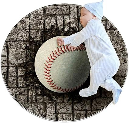 Alfombras Ligeras Béisbol enterrado en una Pared de Ladrillos