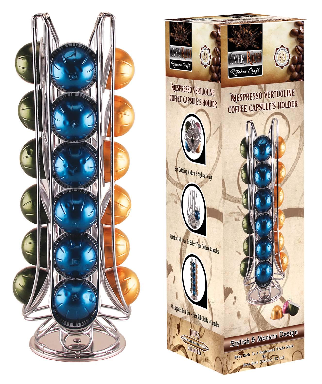 Ever Rich ® 24/36 Pcs Coffee Capsule Holder Compatible With Nespresso VertuoLine Coffee Capsules (24)