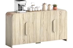 HOMCOM Sideboard Buffet Cabinet, 62" Modern Kitchen Storage Cabinet with Soft-Close Doors and Adjustable Shelves, Coffee Bar 