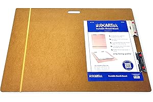 Proartek PK00023 Model SB2838 SB Series 28" x 38" Artist Sketch Board, Brown; 4mm Tempered Masonite; Cutout Handle; Steadfast Spring Clips; for Students and Professional Artists