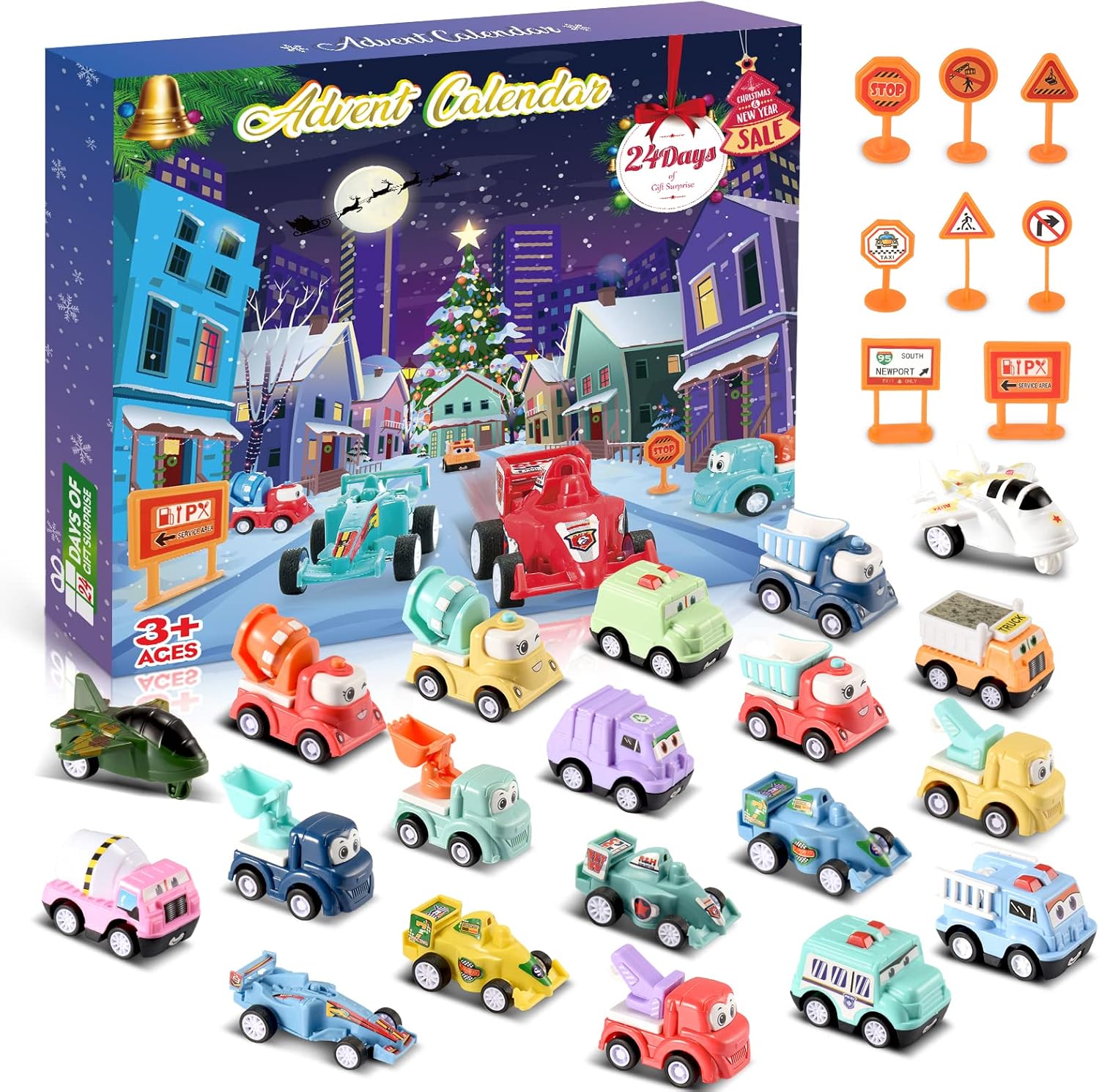 Advent Calendars - Advent Calendar 2022 for Boys Girls, 24 Days Surprise Pull Back Car Toys Plus 2 Play Mats | Storage Bag, Excited Christmas Countdown Calendar for Kids, Great Stocking Stuffers Christmas Gifts for Boys Toddlers