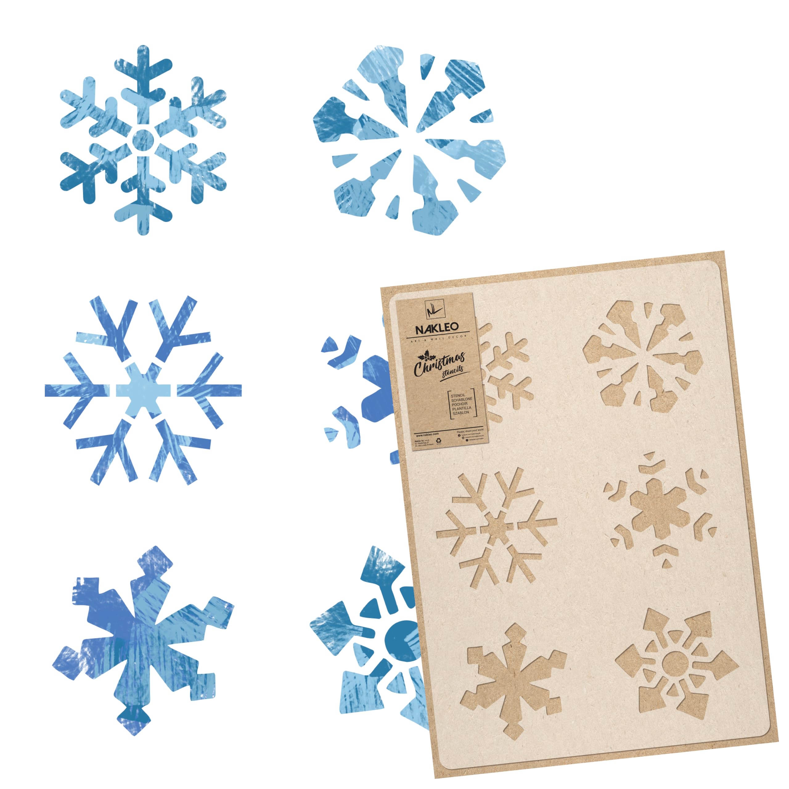NAKLEO Christmas Painting Stencil 30x42cm, Reusable Plastic Template Snowflakes, Holiday Patterns for Spraying and Drawing, Art and Craft DIY Decoration for Window Wall Wood Door Cards