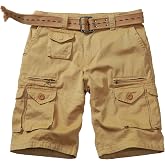 Men's Cargo Work Cotton Shorts Multi Pockets Outdoor Casual Work Shorts | Soft, lightweight and breathable fabric，No Belt，3D cutting double Reinforcement Knees for hiking fishing camping traveling