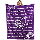 Joiedomi Gifts for Mom Blanket Birthday Gift from Daughter Son Soft Flannel Throw Blanket Presents for Mother's Day Valentines Day Christmas 50" x 60" Purple