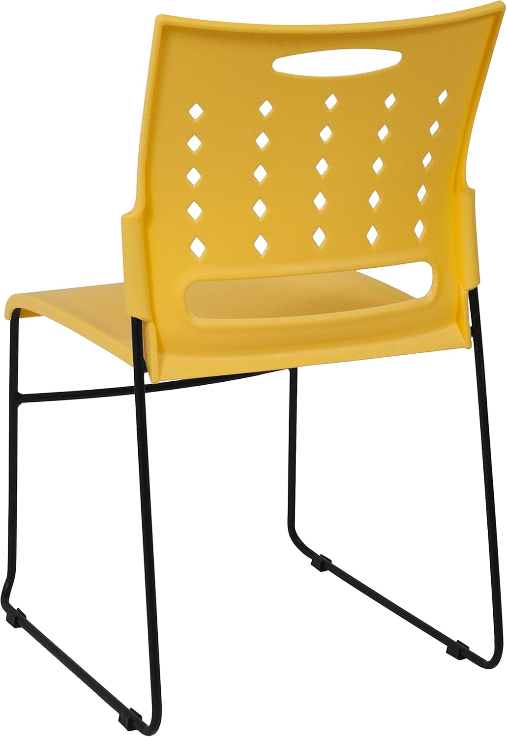 Flash Furniture HERCULES Series 881 lb. Capacity Yellow Sled Base Stack Chair with Air-Vent Back: Furniture & Decor