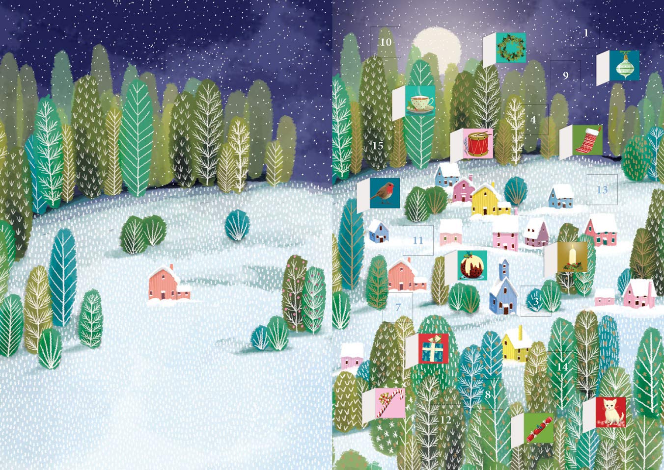 Roger la Borde Forest Advent Calendar Card Let it Snow 170 x 120 mm Gold foil.