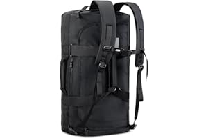 MIER Water Resistant Backpack Duffle Heavy Duty Convertible Duffle Bag with Backpack Straps for Gym, Sports, Travel, Black, 6