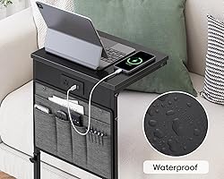 Vagusicc C Shaped End Table with Charging