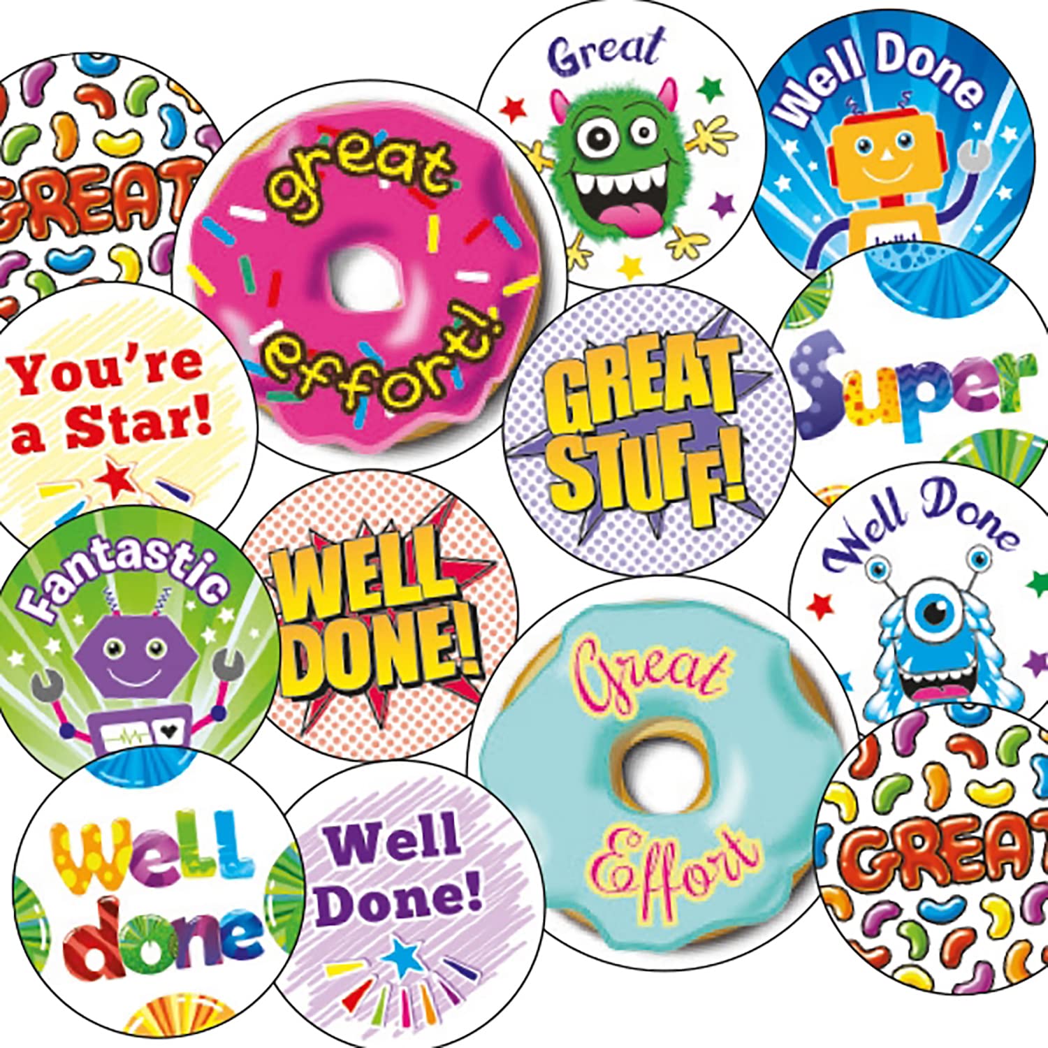 200 Mixed Scented Smelly Motivational Childrens Pupils School Teachers Reward Stickers Pack Primary Teaching Services