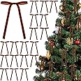 Glitinsel 24 Pcs Velvet Bows for Christmas Tree Vintage Rustic Velvet Christmas Ornaments Bows for Door Garland Wreath Decoration