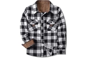 SANGTREE Boys and Mens Flannel Shirts Long Sleeve Button Down Plaid Shirts,Corduroy Collar