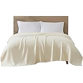Beatrice Home Fashions GOTS Certified 100% Organic Cotton Medium Weight Blanket, Soft and Cozy Blanket for Bed, Sofa, Couch, Chair, King, Oat