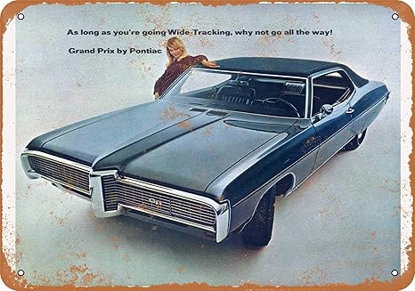 Amazon Com Wall Color 9 X 12 Metal Sign 1968 Pontiac Grand Prix Vintage Look Home Kitchen