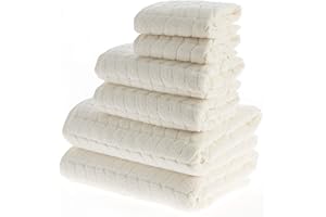 BAGNO MILANO Turkish Bath Towels, Soft Plush Jacquard Luxury Bath Towels, Quick Dry Towel Set (Cream, 6 pcs Towel Set)