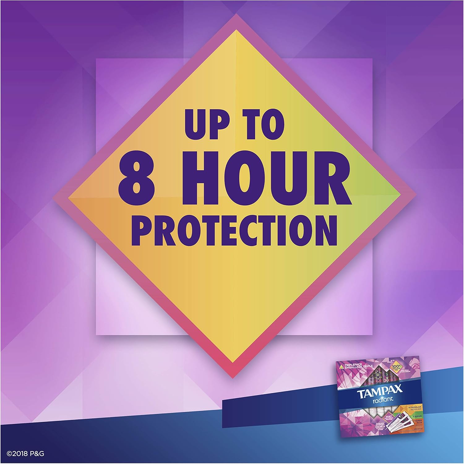 Tampax Radiant Plastic Tampons, Regular/Super/Super Plus Absorbency Triplepack, 112 Count, Unscented (28 Count, Pack of 4 - 112 Count Total): Health & Personal Care