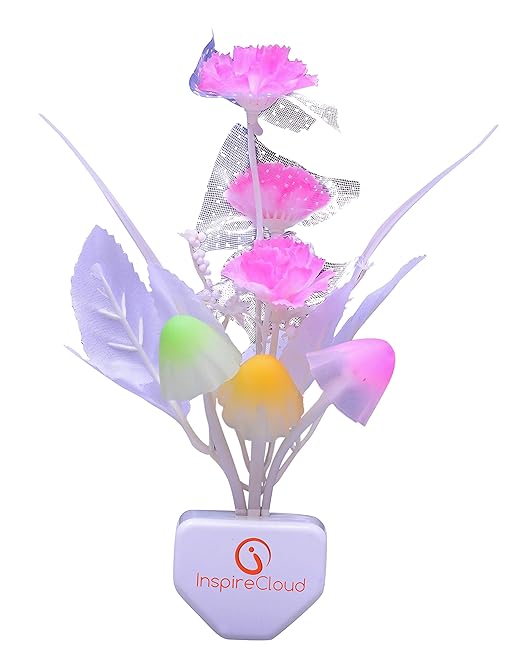 InspireCloud Energy Saving Colour Changing Automatic Sensor Mushroom Shaped (Pink) Night Lamp