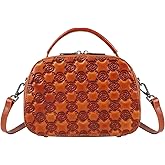 Purses for Women Genuine Leather Satchel Handbags Hand Painted Retro Top Handle Bags