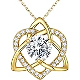MOOSEA Moissanite Necklaces for Women - 925 Sterling Silver Necklace Birthday Anniversary Bridesmaid Gifts for Wife Wedding Jewelry Moissanite Celtic Knot Pendant Heart Necklaces
