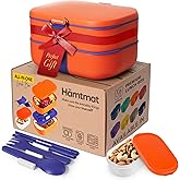 HÄMTMAT Adult Bento Box Lunch Container with Compartments for Work & Meal Prep, Set of Utensil & Chopsticks, Microwave & Dishwasher Safe, Leakproof Reusable Japanese Food Storage