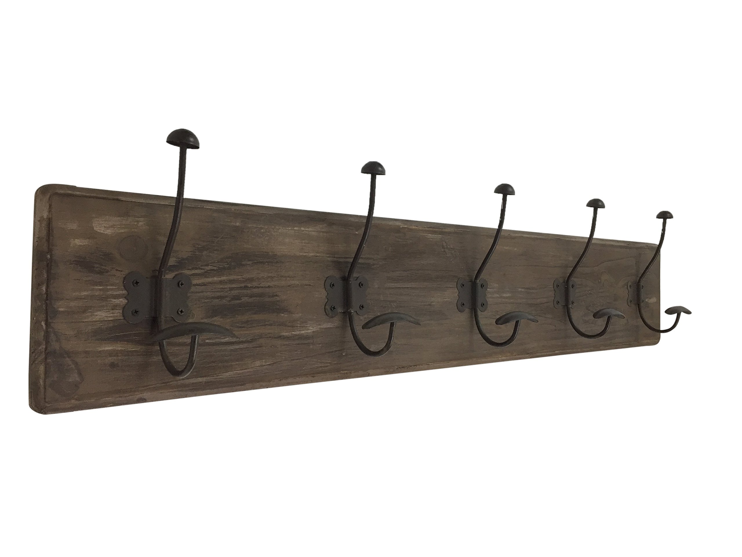 Rustic Entryway 5 Hook Coat Rack Vintage Hooks Wall Mount Hallway