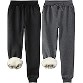 Cvaoo 2 Pack Fleece Lined Sweatpants Women, Sherpa Lined Joggers Women Pants with Pockets Winter Warm Athletic Sweatpants