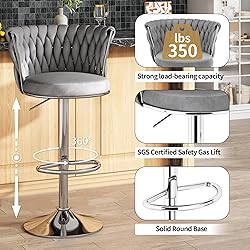 AWQM Velvet Bar Stool Set of 2,Counter Height