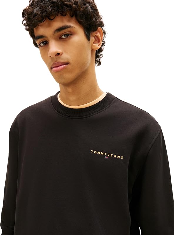 Sudadera Hombre Linear con Cuello Redondo, Negro (Black/Faded Sun Kiss), M — foto 4 de 6
