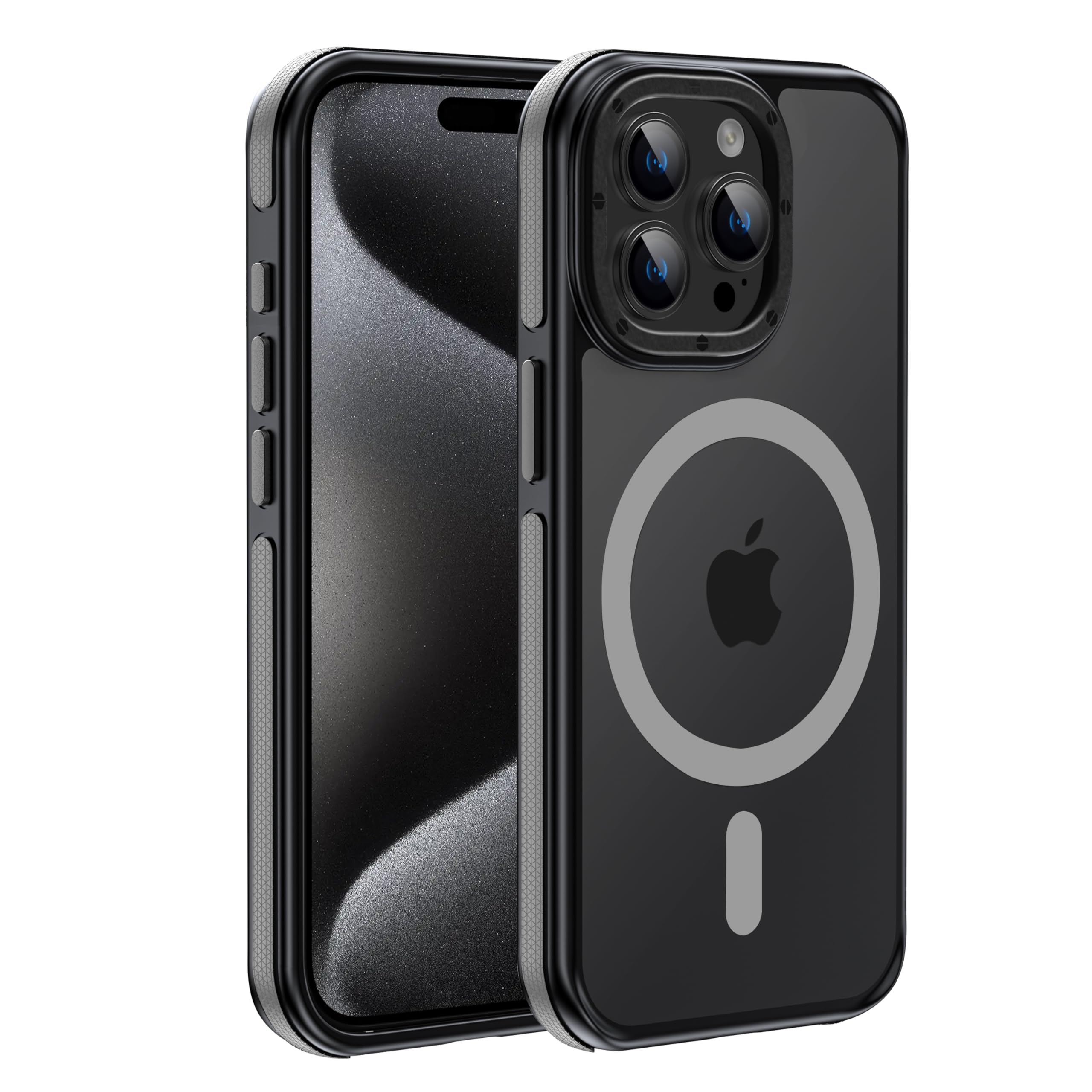 Yzoiko Strong Magnetic case for iPhone 15 Pro Max [10Ft Military-Grade Protection] Compatible with fit MagSafe Shockproof Slim Thin Cover 6.7 inch 15 Pro Max Phone case, Grey Bumper