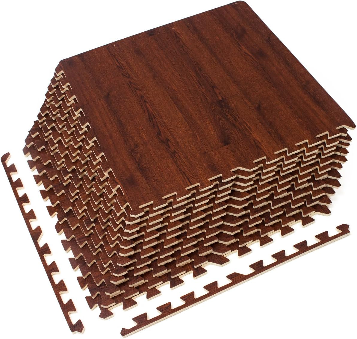 Sorbus Wood Floor Mats Foam Interlocking Wood Mats Each Tile 4 Square Feet 3/8-Inch Thick Puzzle Wood Tiles with Borders – for Home Office Playroom Basement (12 Tiles 48 Sq ft, Wood Grain - Gray) : Sports & Outdoors