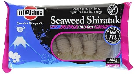 MIYATA Shirataki, Seealgen Knoten Nudeln aus Konjakmehl, Low Carb, 4er Pack (4 x 320 g)