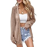Women Crochet Lightweight Cardigan Cover Up Open Front Long Sleeve Summer Cardigans