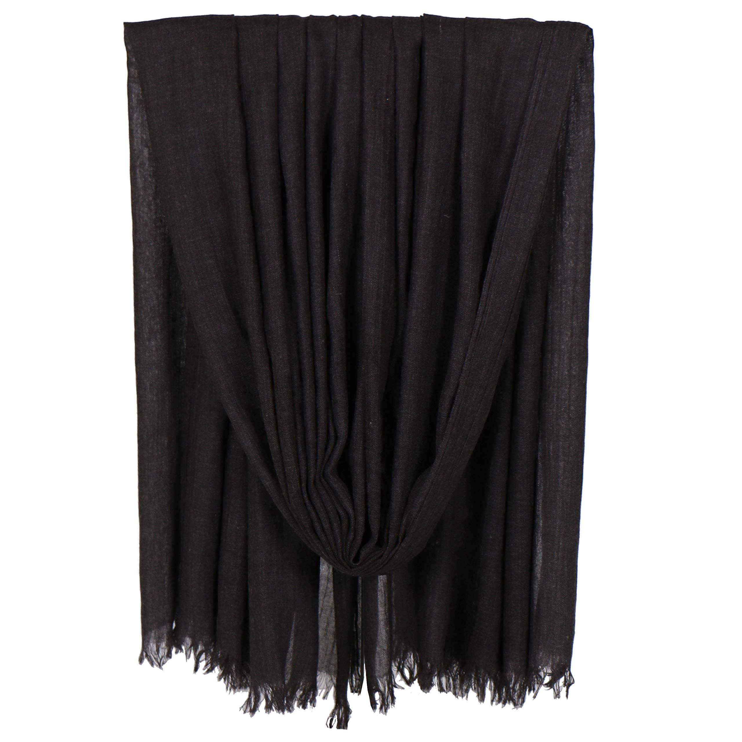 LMVERNAWomen Solid Color Scarfs Large Long Lightweight Fringed Headscarf Linen Sheer Shawl Wrap