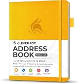 Clever Fox Address Book PU Leather Amber Yellow with Alphabetical Tabs 10.5x14cm