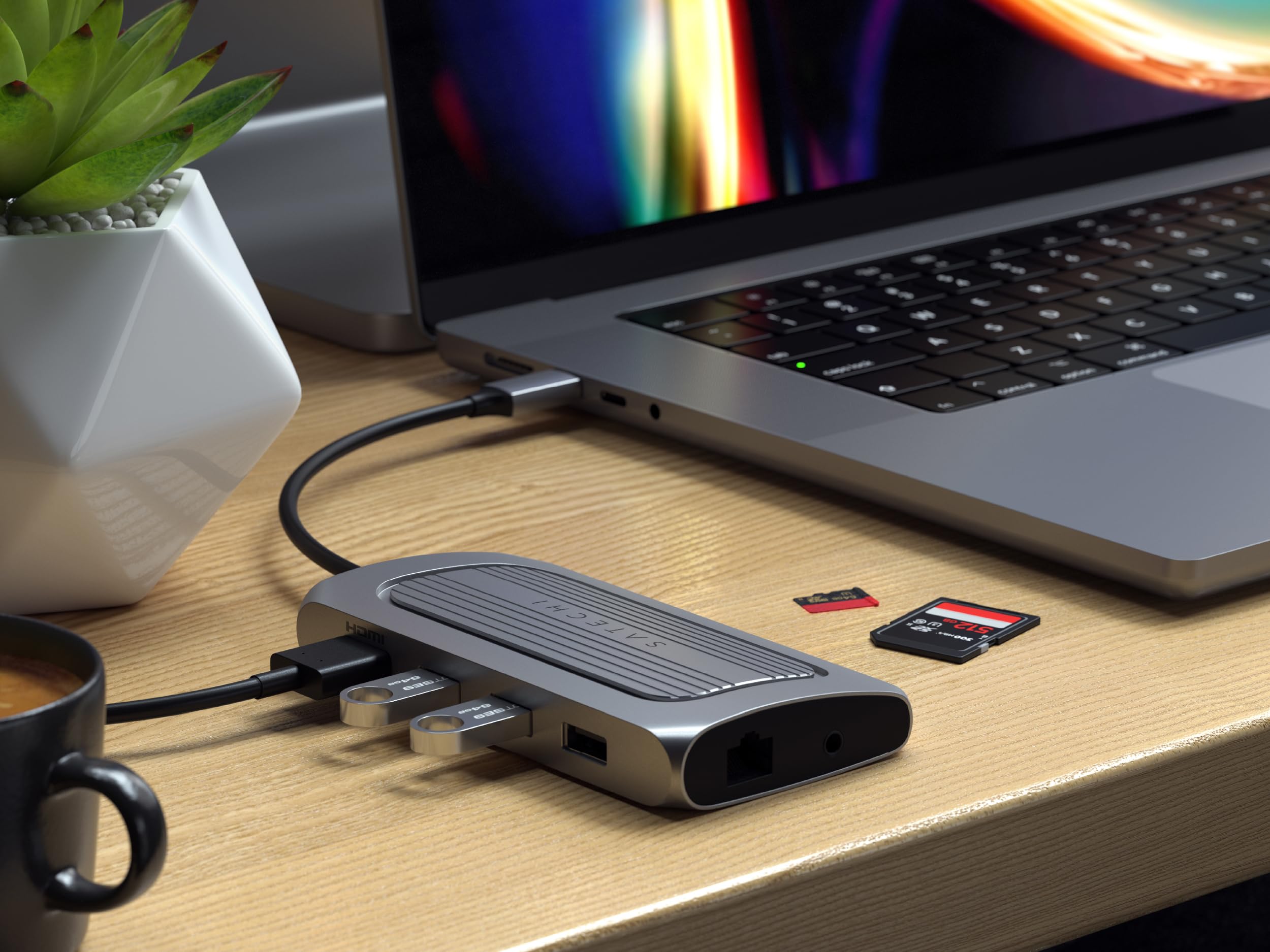 Satechi USB C Hub Multiport Adapter, USB 4 with 8K HDMI, 100W USB C PD Charging, 3X USB-A, Ethernet, Micro/SD Card Readers, Audio Jack, for MacBook & Windows