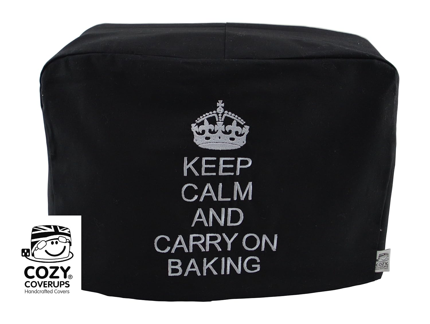 Cozycoverup®"Keep Calm and Carry on Baking" Black Embroidered Food