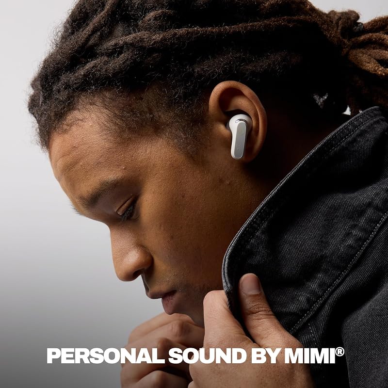 Rail ANC Écouteurs Intra-Auriculaires à Suppression de Bruit sans Fil, Autonomie 27 h, Microphone, Compatibles iPhone + Android et Appareils Bluetooth - Bone