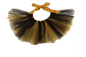 Pawpatu Handcrafted Football Team Spirit Mesh Black and Gold Tutu Skirt for Dogs