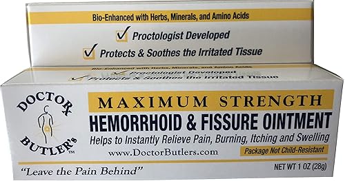 Doctor Butler's Hemorrhoid & Fissure Ointment...FDA Approved Relief & Healing Formula (also contains Organic Herbs, Minerals and Amino Acids) 