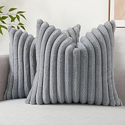decorUhome Faux Fur Throw Pillow Covers 18x18 Set