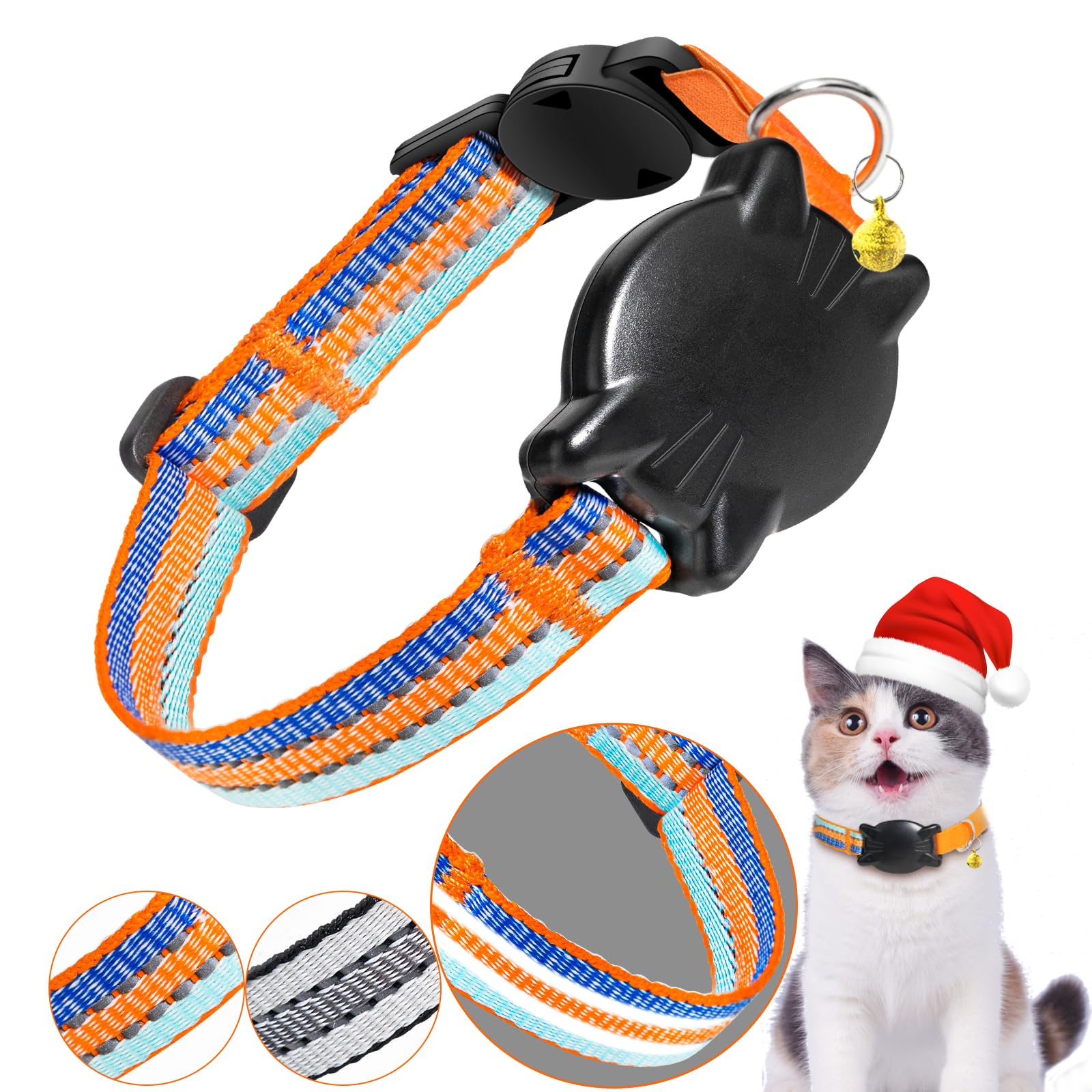 Domiphie Kitten Collar with Reflective Bell and Waterproof AirTag Holder - AirTag Cat Collar for Kittens and Puppies, Christmas (Color XS) — image 1