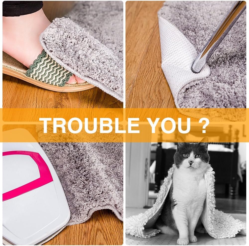 Rug Grippers, Best Non-slip Washable Rug Gripper, “VACUUM TECH” - New Materials to Anti Curling Rug Pad : Keep your rug in place & Make corner flat and Easily Peel off when need: Furniture & Decor