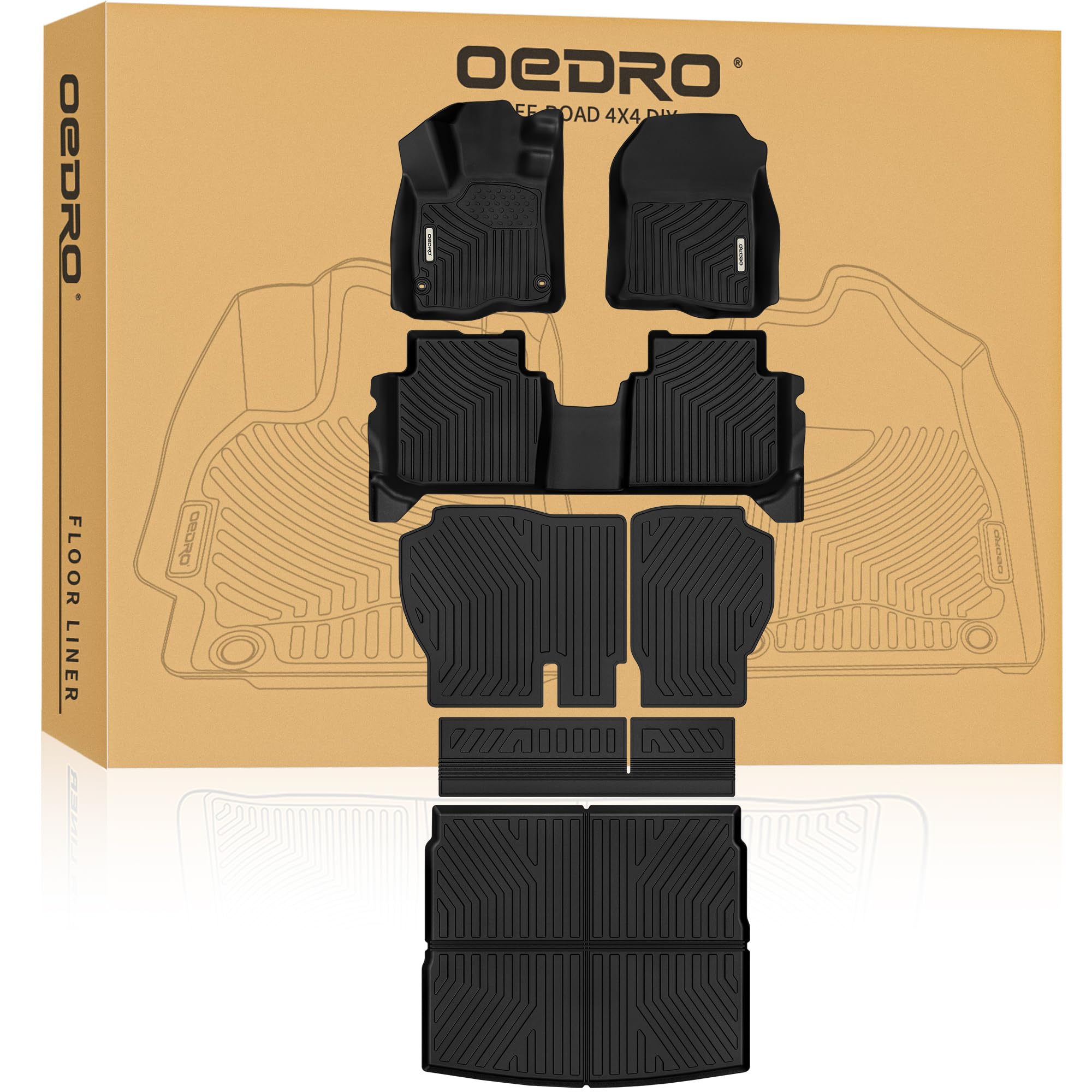 OEDRO Floor Mats Cargo Liner Set Fit for Honda CRV 2023 2024 2025 2026 All Models (Gasoline & Hybrid), Custom Fit All Weather Floor Liners & Trunk Mat TPE Rubber Liners CRV Accessories Image