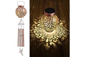 pearlstar Wind Chimes for Outside Solar Wind Chimes Outdoor Gifts for Mom,Hanging Solar Lanterns Lights Wind Chime for Garden Patio Yard,Christmas Wind Chimes Outdoors Gifts for Women Grandma